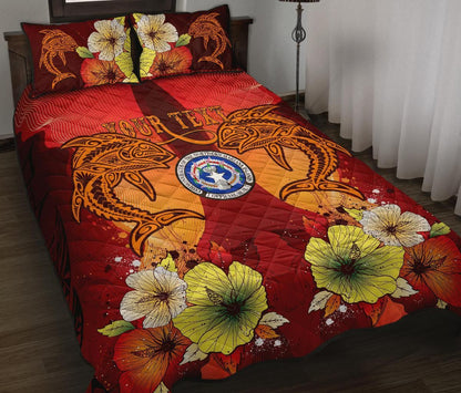 Northern Mariana Islands Custom Personalised Quilt Bed Sets - Tribal Tuna Fish