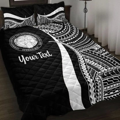 Northern Mariana Islands Custom Personalised Quilt Bed Set - White Polynesian Tentacle Tribal Pattern