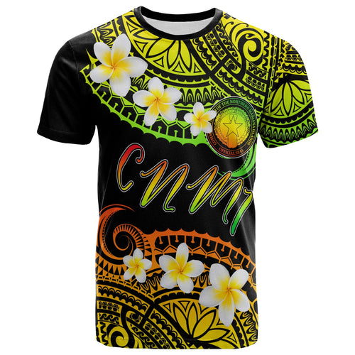 Northern Mariana Islands Custom Personalised T-Shirt - Plumeria Polynesian Vibe Reggae