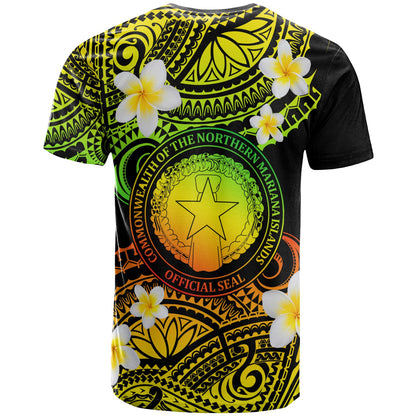 Northern Mariana Islands Custom Personalised T-Shirt - Plumeria Polynesian Vibe Reggae