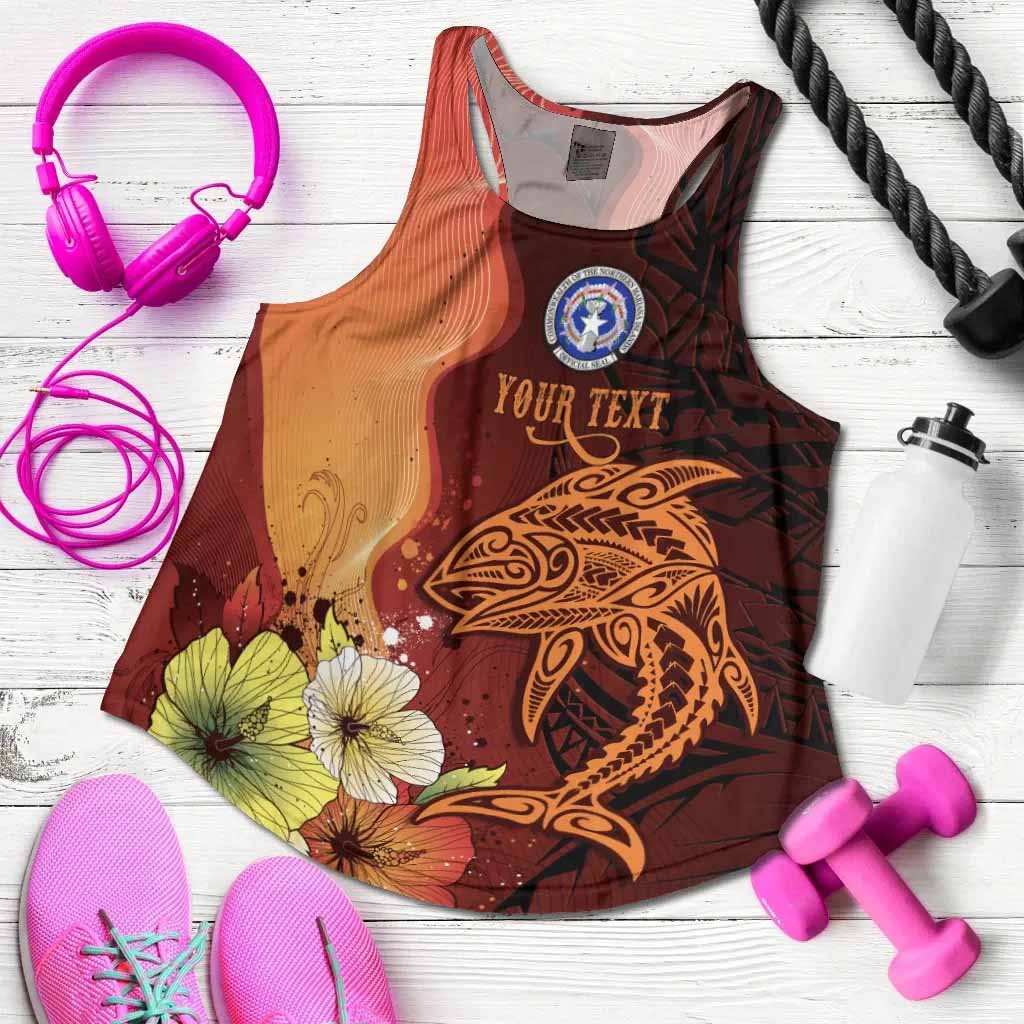 Northern Mariana Islands Custom Personalised Women Racerback Tank - Tribal Tuna Fish