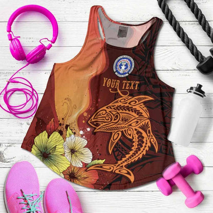 Northern Mariana Islands Custom Personalised Women Racerback Tank - Tribal Tuna Fish