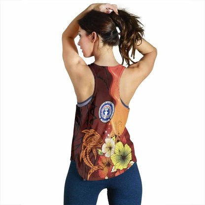 Northern Mariana Islands Custom Personalised Women Racerback Tank - Tribal Tuna Fish
