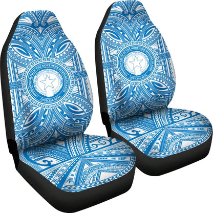 Northern Mariana Islands Car Seat Cover - Northern Mariana Islands Coat Of Arms Polynesian Flag Color