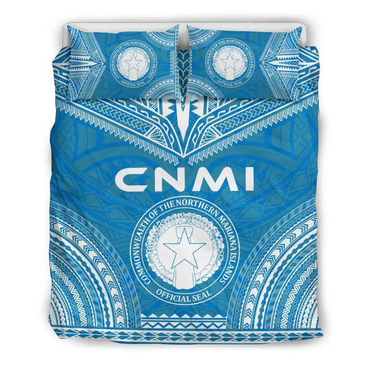 Northern Mariana Islands Flag Polynesian Chief Duvet Cover Set