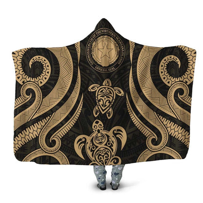 Northern Mariana Islands Hooded Blanket - Gold Tentacle Turtle