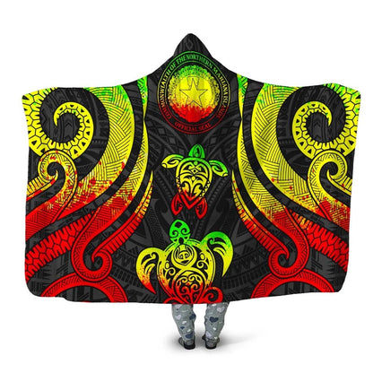 Northern Mariana Islands Hooded Blanket - Reggae Tentacle Turtle