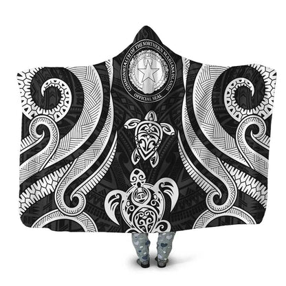 Northern Mariana Islands Hooded Blanket - White Tentacle Turtle