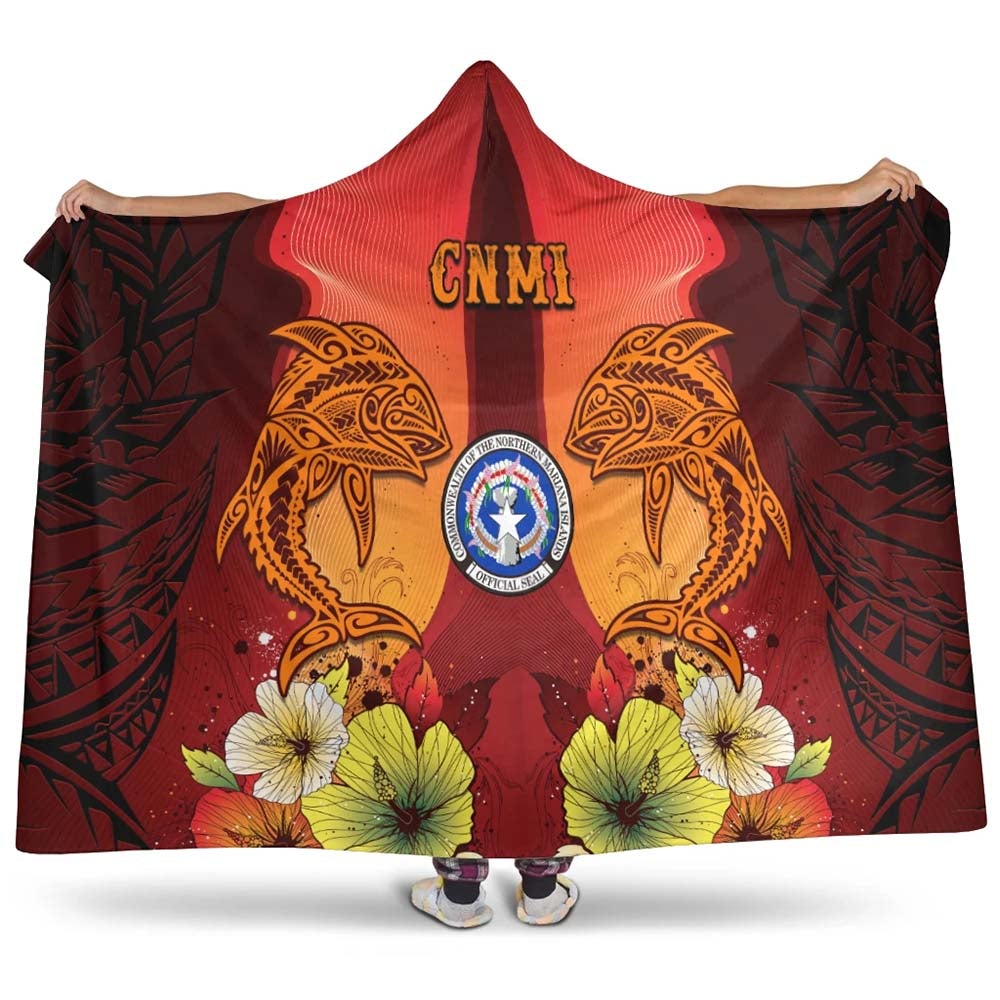 Northern Mariana Islands Hooded Blankets - Tribal Tuna Fish