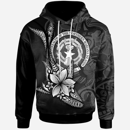 Northern Mariana Islands Hoodie - Fish With Plumeria Flowers Style