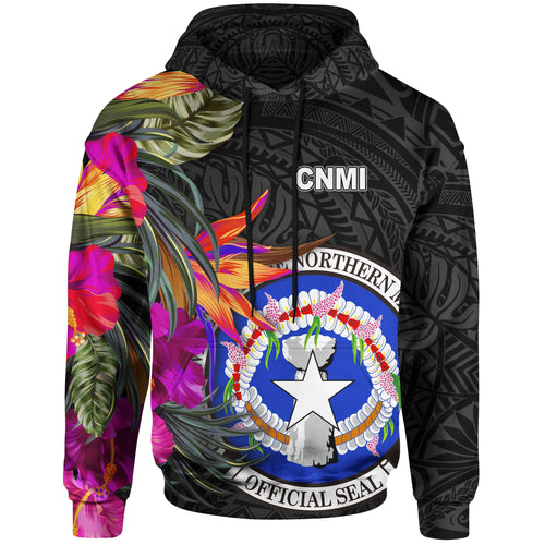 Northern Mariana Islands Hoodie - Saipan Hibiscus Polynesian Pattern