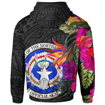 Northern Mariana Islands Hoodie - Saipan Hibiscus Polynesian Pattern