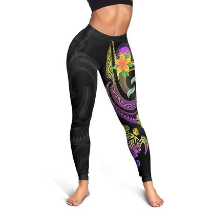 Northern Mariana Islands Legging - Plumeria Flowers with Spiral Patterns