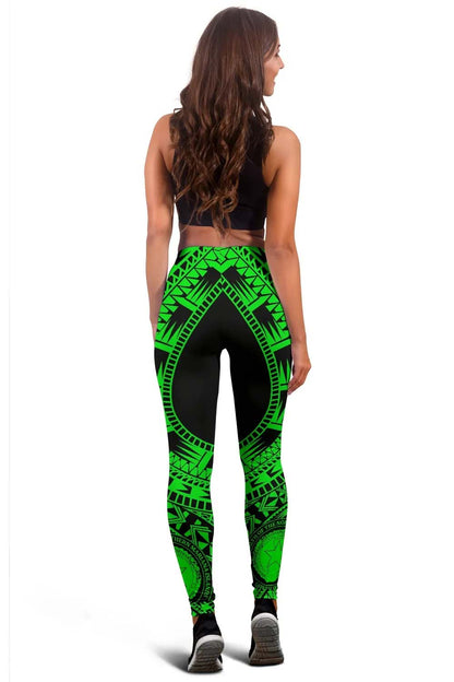 Northern Mariana Islands Legging Polynesian Pattern Green