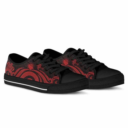 Northern Mariana Islands Low Top Canvas Shoes - Red Tentacle Turtle