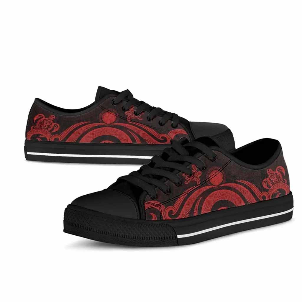 Northern Mariana Islands Low Top Canvas Shoes - Red Tentacle Turtle