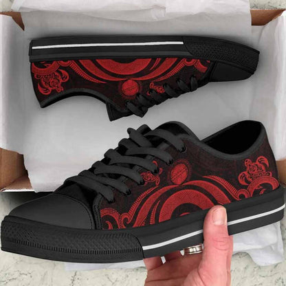 Northern Mariana Islands Low Top Canvas Shoes - Red Tentacle Turtle