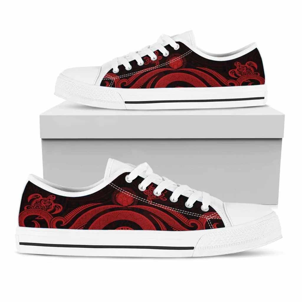 Northern Mariana Islands Low Top Canvas Shoes - Red Tentacle Turtle