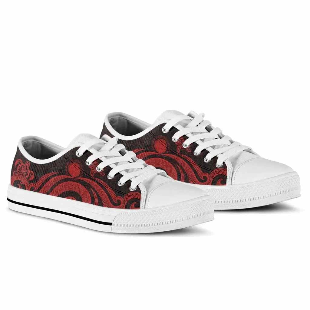 Northern Mariana Islands Low Top Canvas Shoes - Red Tentacle Turtle