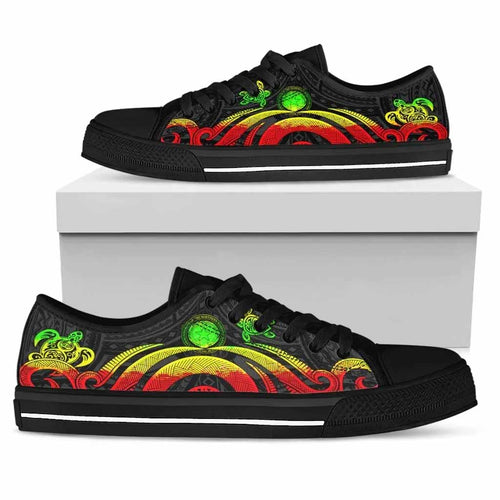 Northern Mariana Islands Low Top Canvas Shoes - Reggae Tentacle Turtle