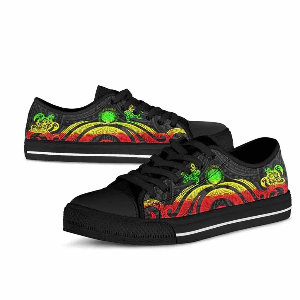 Northern Mariana Islands Low Top Canvas Shoes - Reggae Tentacle Turtle
