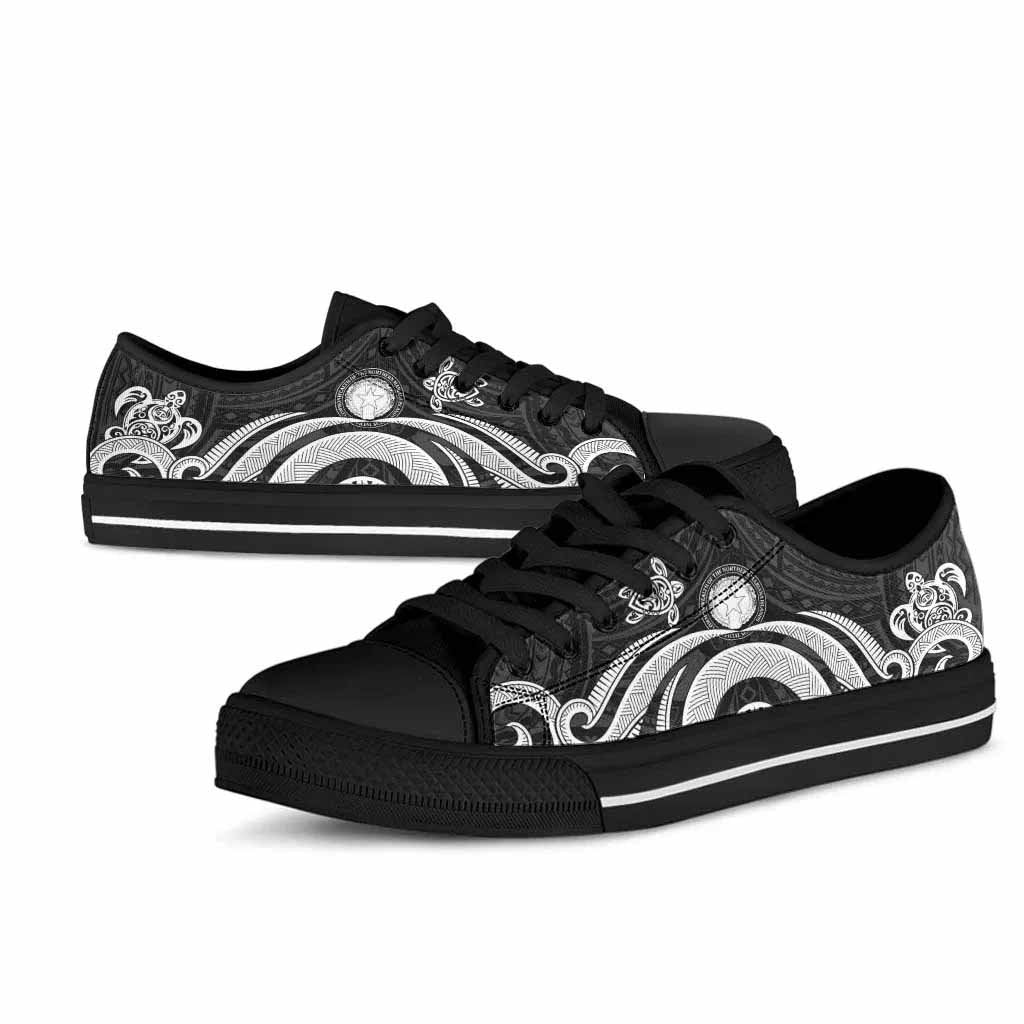 Northern Mariana Islands Low Top Canvas Shoes - White Tentacle Turtle