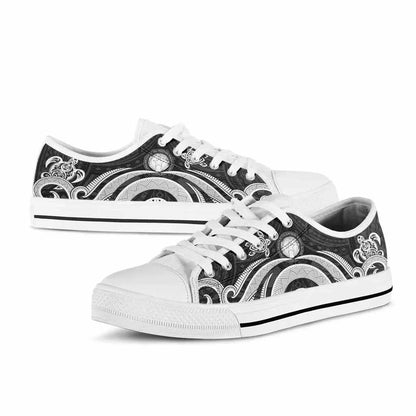 Northern Mariana Islands Low Top Canvas Shoes - White Tentacle Turtle