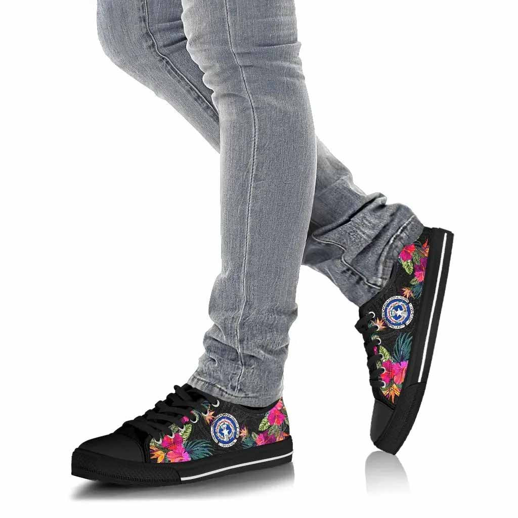 Northern Mariana Islands Low Top Shoes - Hibiscus Polynesian Pattern