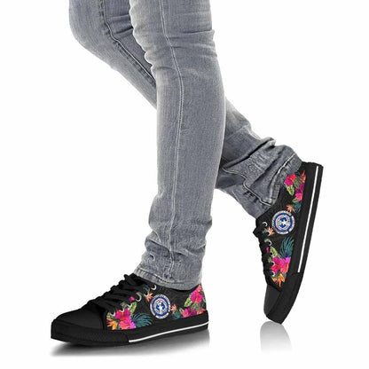 Northern Mariana Islands Low Top Shoes - Hibiscus Polynesian Pattern