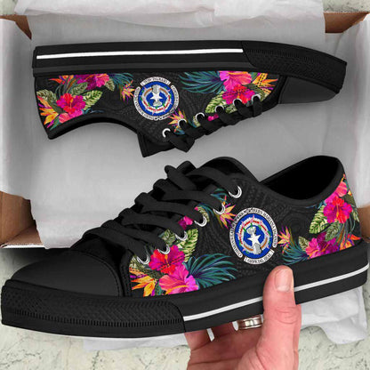 Northern Mariana Islands Low Top Shoes - Hibiscus Polynesian Pattern