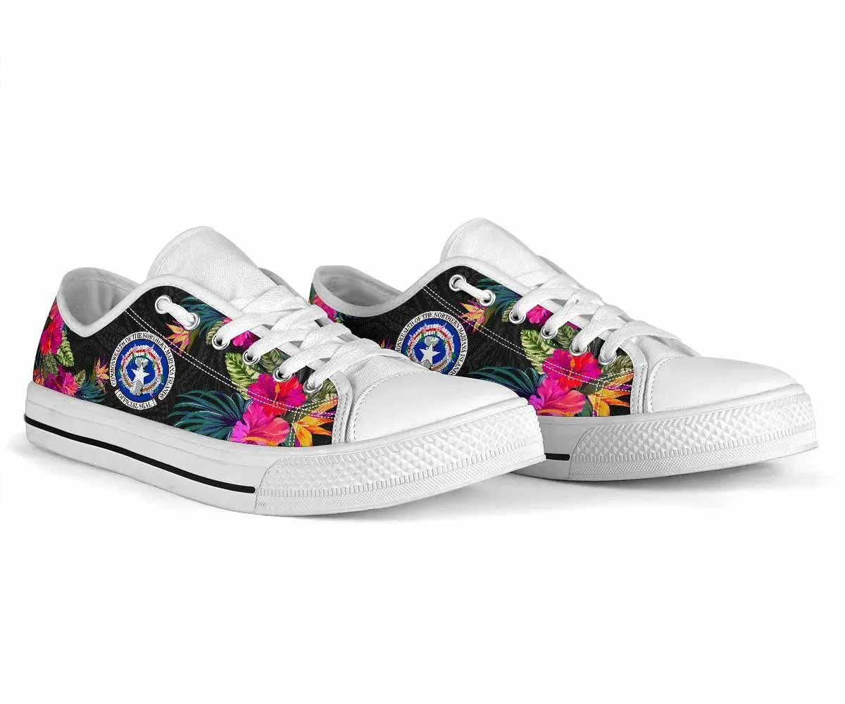 Northern Mariana Islands Low Top Shoes - Hibiscus Polynesian Pattern