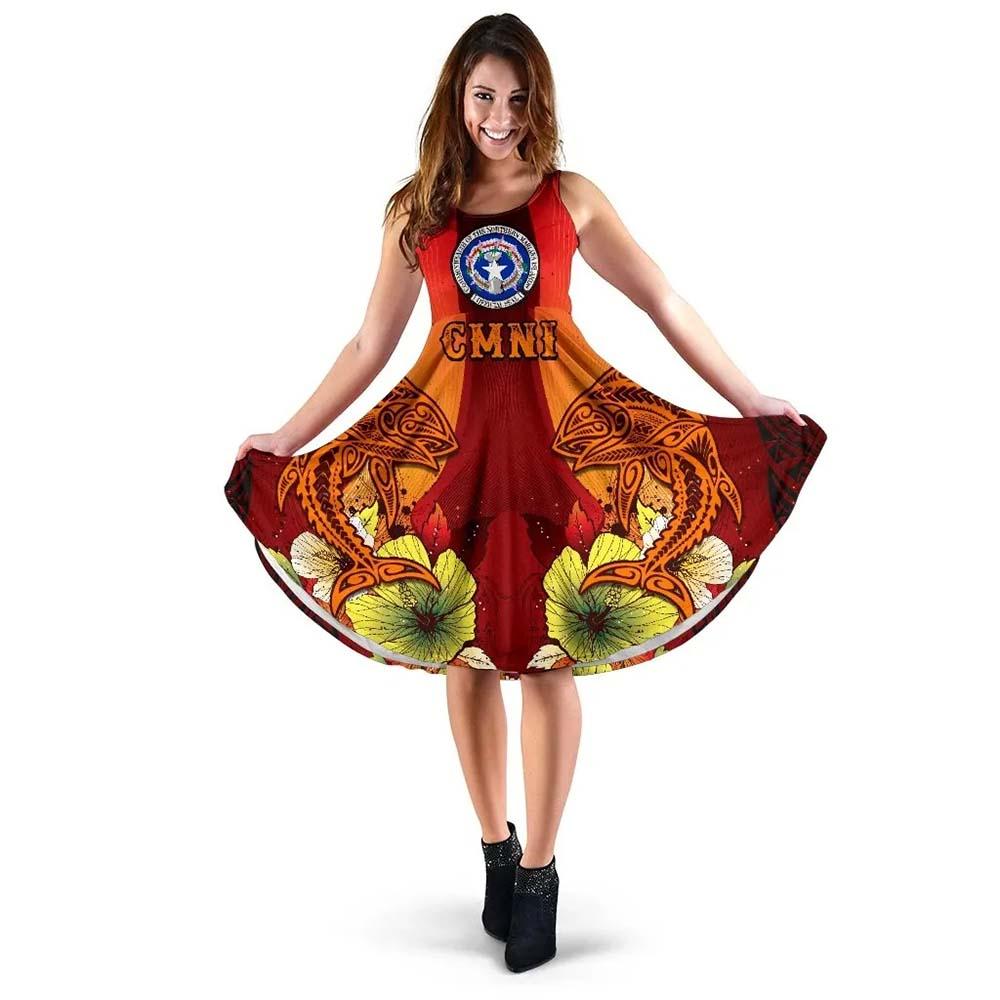 Northern Mariana Islands Midi Dress - Tribal Tuna Fish