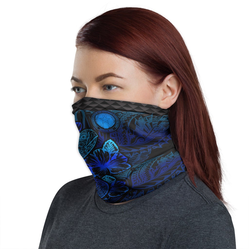 Northern Mariana Islands Neck Gaiter - Turtle Hibiscus Blue