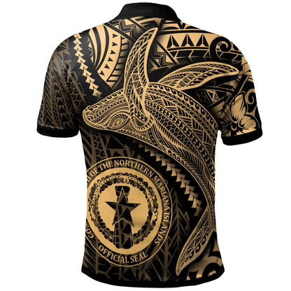 Northern Mariana Islands Polo Shirt - Humpback Whale & Coat of Arms Gold