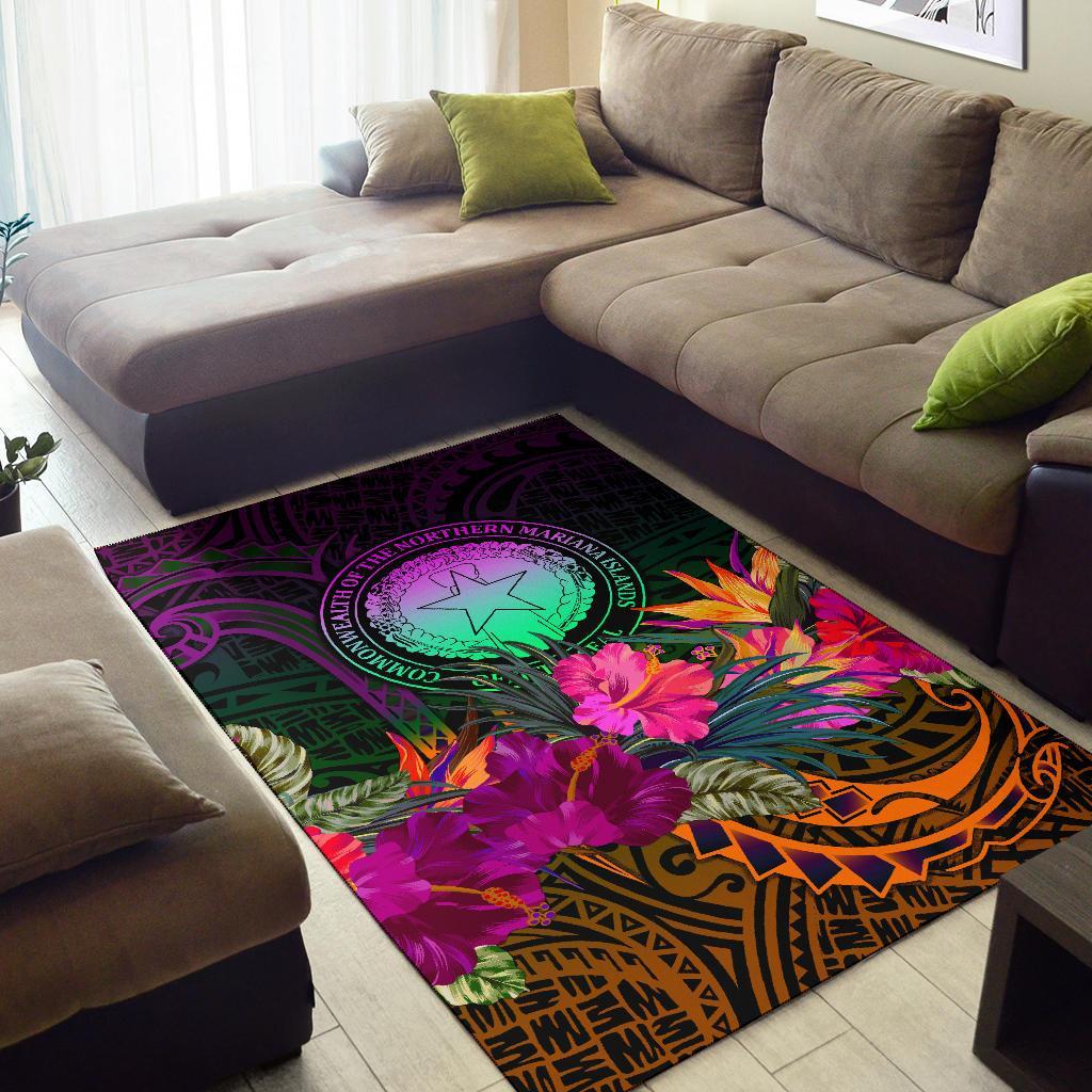 Northern Mariana Islands Polynesian Area Rug - Summer Hibiscus