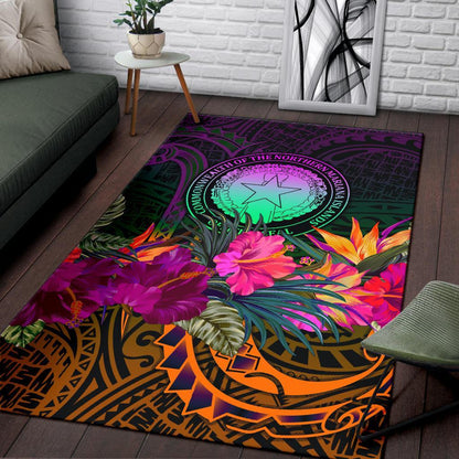 Northern Mariana Islands Polynesian Area Rug - Summer Hibiscus