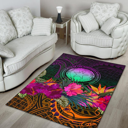 Northern Mariana Islands Polynesian Area Rug - Summer Hibiscus