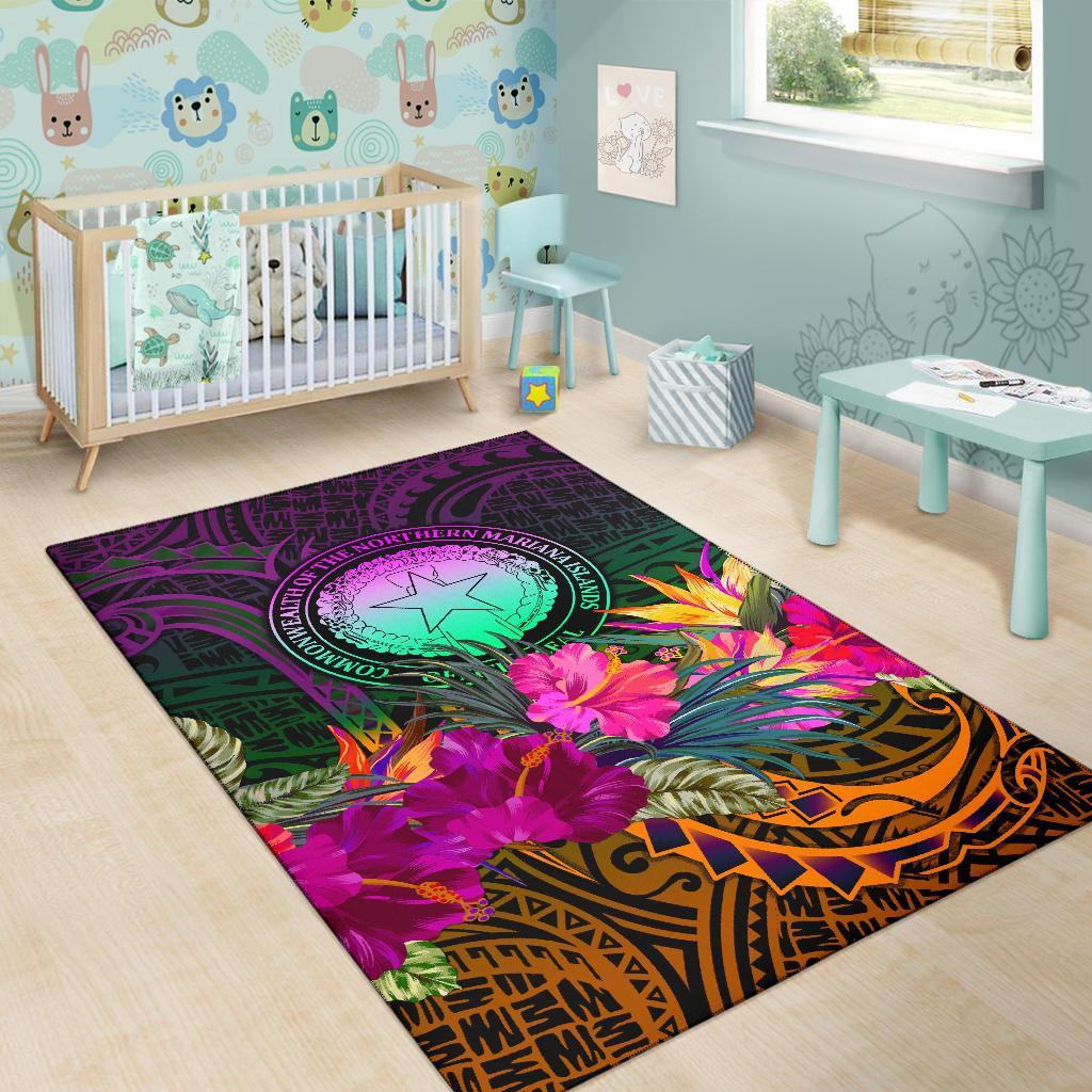 Northern Mariana Islands Polynesian Area Rug - Summer Hibiscus
