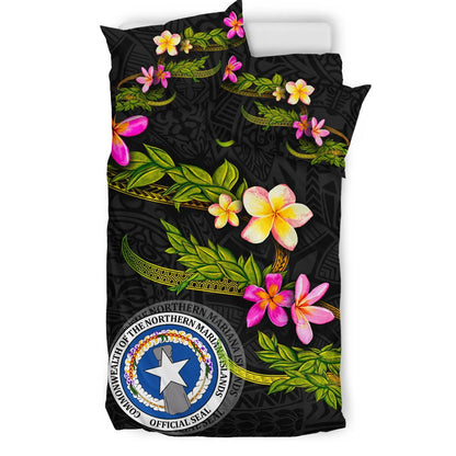 Northern Mariana Islands Polynesian Bedding Set - Plumeria Tribal