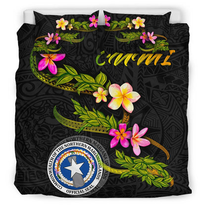 Northern Mariana Islands Polynesian Bedding Set - Plumeria Tribal
