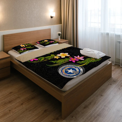 Northern Mariana Islands Polynesian Bedding Set - Plumeria Tribal