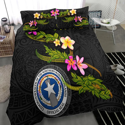Northern Mariana Islands Polynesian Bedding Set - Plumeria Tribal