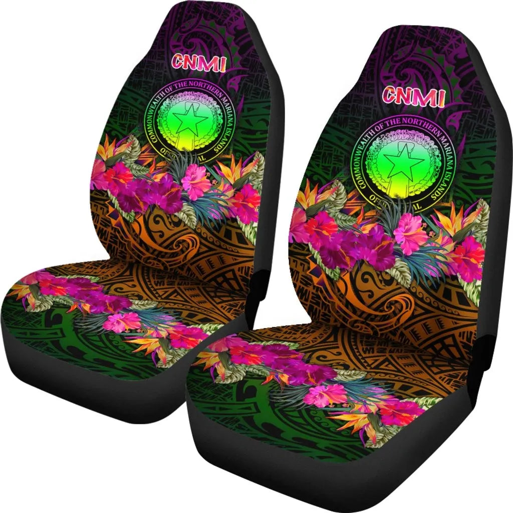 Northern Mariana Islands Polynesian Car Seat Covers - Summer Hibiscus