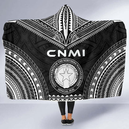 Northern Mariana Islands Polynesian Chief Hooded Blanket - Black Version