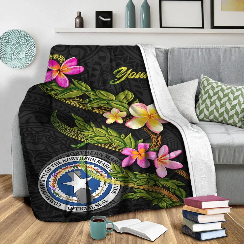 Northern Mariana Islands Polynesian Custom Personalised Blanket - Plumeria Tribal