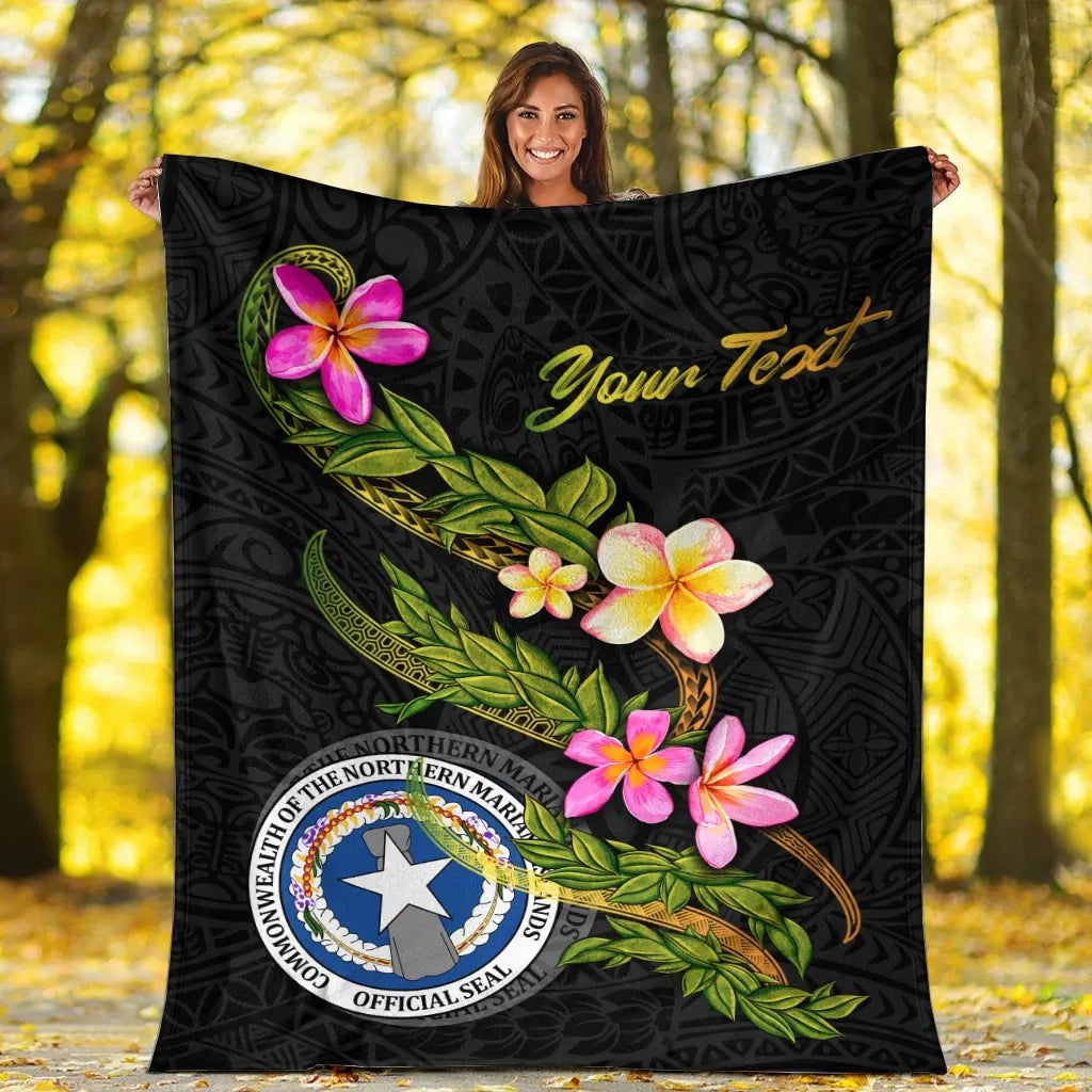 Northern Mariana Islands Polynesian Custom Personalised Blanket - Plumeria Tribal