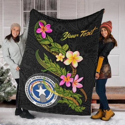 Northern Mariana Islands Polynesian Custom Personalised Blanket - Plumeria Tribal