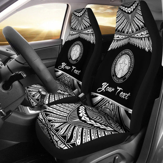 Northern Mariana Islands Polynesian Custom Personalised Car Seat Covers - Pride White Version