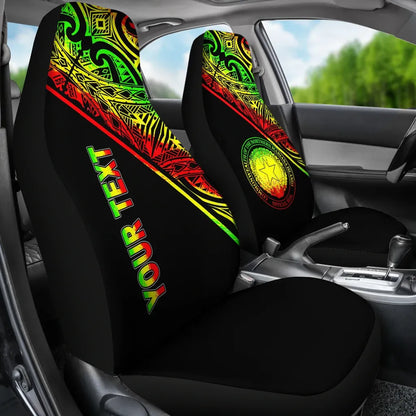 Northern Mariana Islands Custom Personalised Car Seat Covers - CNMI Seal Polynesian Reggae Curve