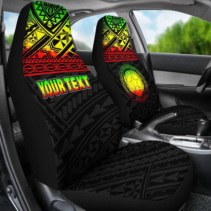 Northern Mariana Islands Custom Personalised Car Seat Covers - CNMI Seal Polynesian Reggae Horizontal